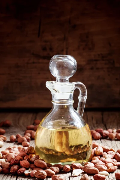Peanut oil in a glass jar