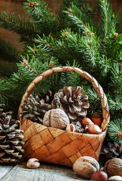 Christmas or New Year wicker basket