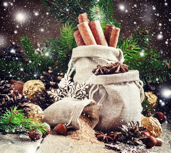 Christmas spices in bags