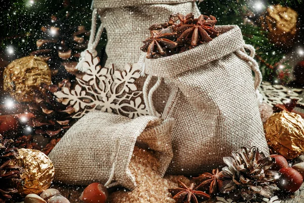 Christmas spices in bags