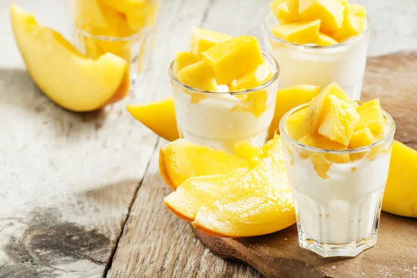 Homemade yogurt with fresh mango slices