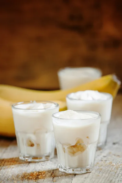 Fresh homemade banana yogurt