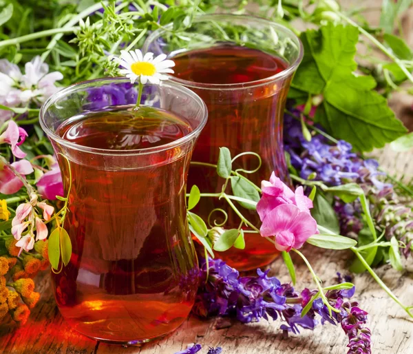 Black tea with  herbs in an authentic Middle Eastern glasses