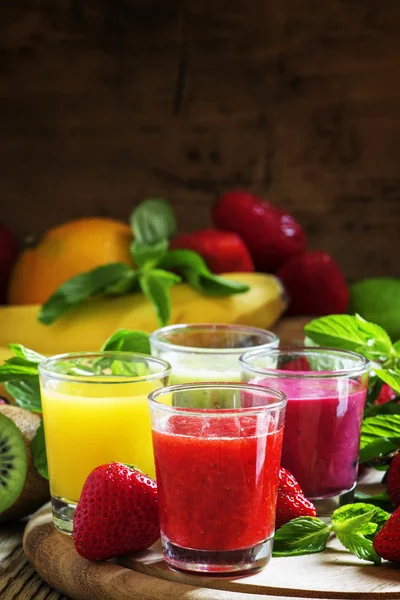 Fruit and berry freshly squeezed smoothies