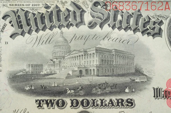 Historic banknote, White house, in two dollars USA - 1917