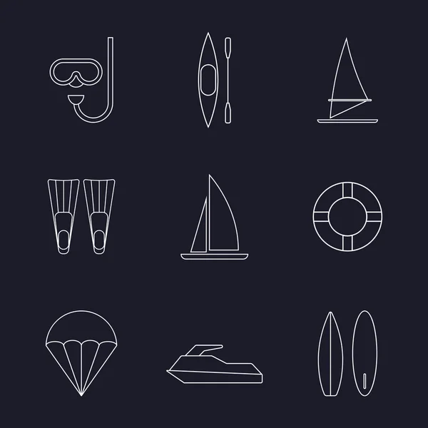 Set of water sport line icons vector illustration