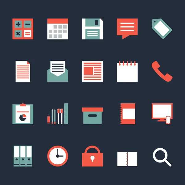 Set of business office work icons flat design vector illustration