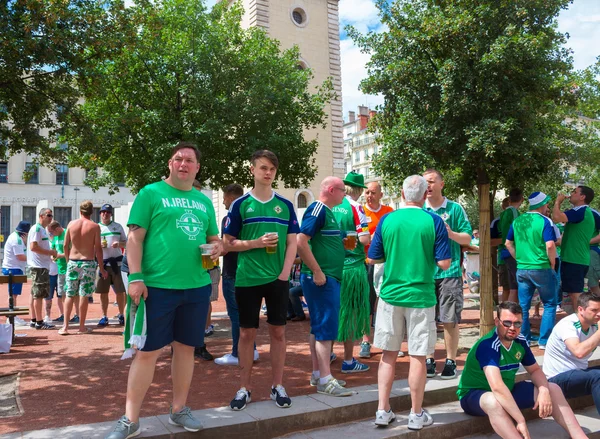Lyon, France - June 16, 2016: Northern Ireland fans at the European Football Championship