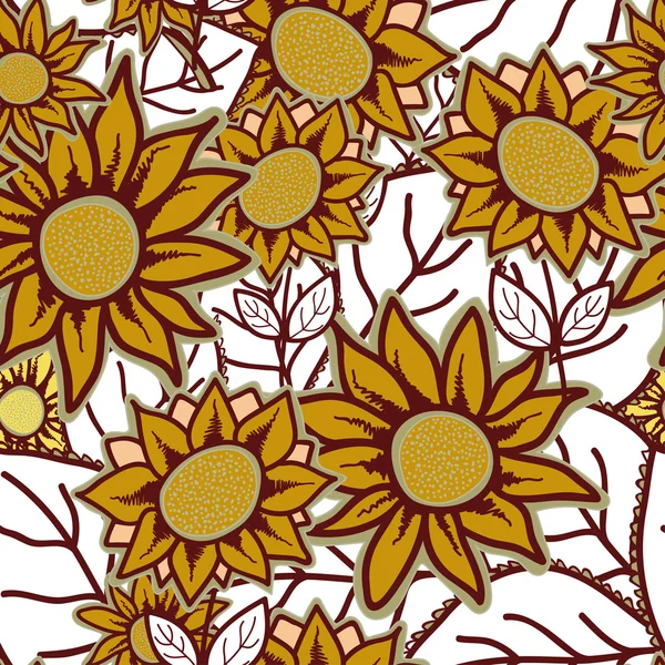 Seamless Pattern with Flowers Sunflower