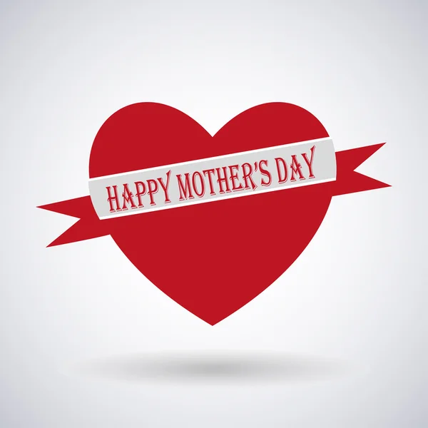 Happy Mothers Day. Festive Holiday typographical stylish vector illustration red heart with a ribbon and an lettering postcard