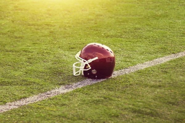 American Football Helmet on the field
