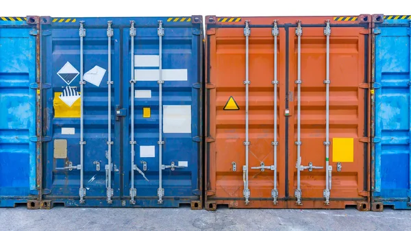 Business and logistics. Cargo transportation and storage. Equipment containers shipping door closed.