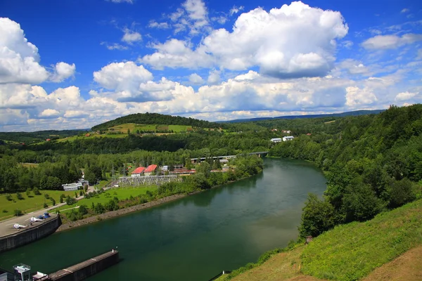 Landscape of the River San in front of the dam in Solina (Bieszczady, Poland)