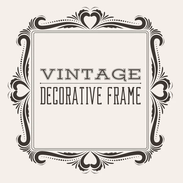 Square vector vintage border frame with retro ornament pattern