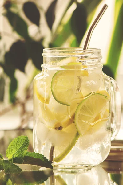 Homemade lemonade in mason jar