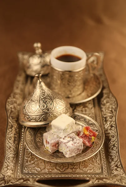 Traditional Turkish coffee with delight