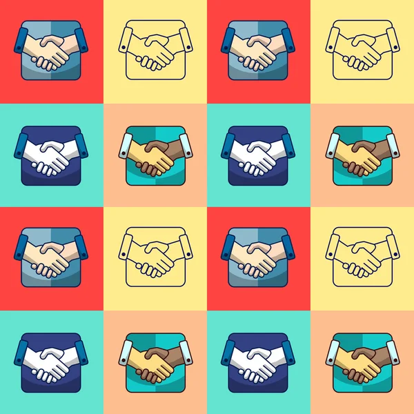 Handshake business icons pattern