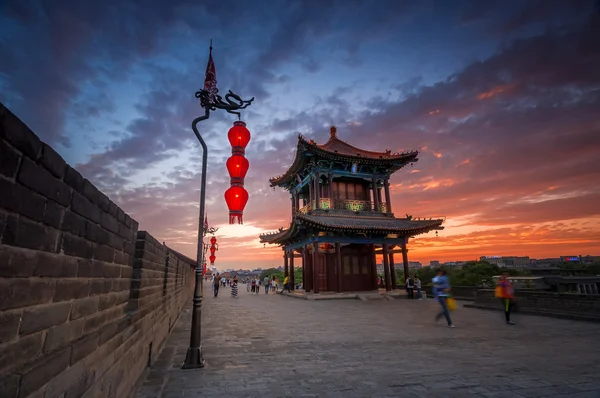 Xian, China, ancient buildings, walls, and ancient times, ancient city, urban, tourism, landscape, the clouds, the sunset