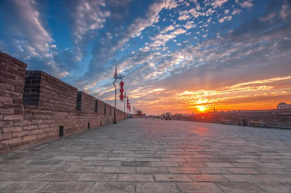 Xian, China, ancient buildings, walls, and ancient times, ancient city, urban, tourism, landscape, the clouds, the sunset
