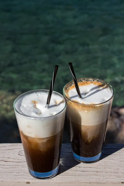 Morning coffee by the sea.