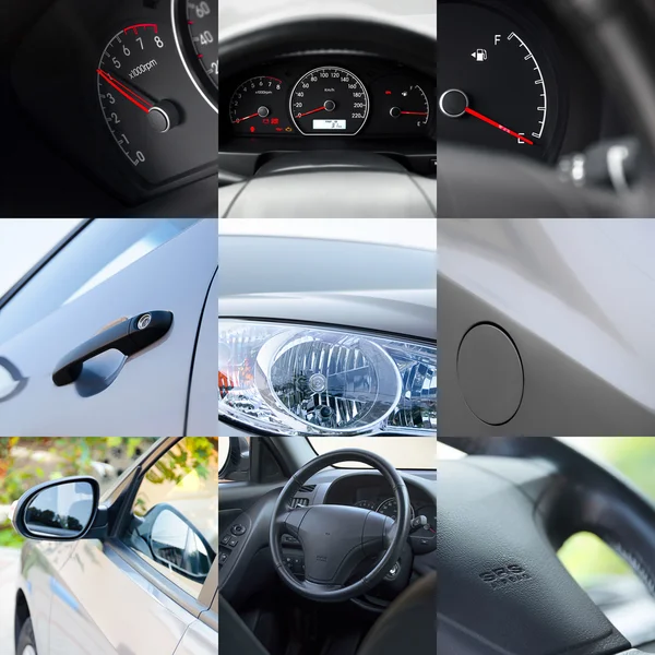 Car detail. Collage of different car details.