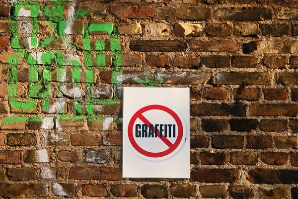 A sign for forbidden graffiti on the wall