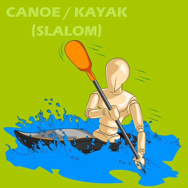 Concept of Canoe or Kayak with wooden human mannequin