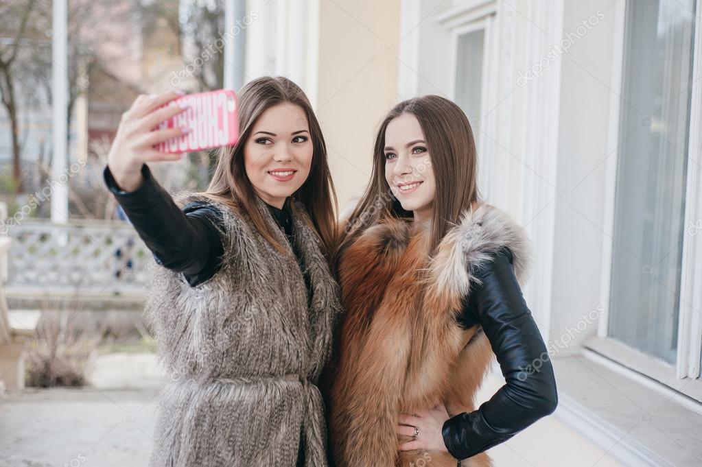 Young girls fur coat