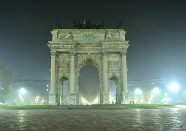 Arco della Pace, Arch of Peace at night, Milan, Italy
