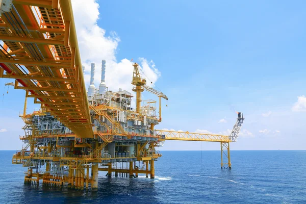 Oil and gas platform in the gulf or the sea, The world energy, Offshore oil and rig construction.