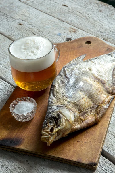 Dried dried fish, beer and bread