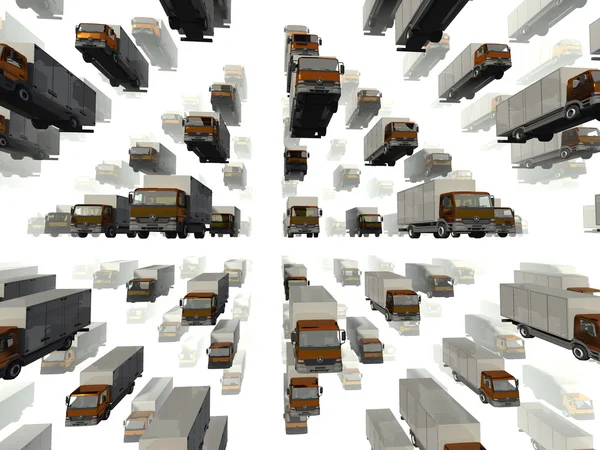 The volumetric flow transport. A uniform background of cars like.