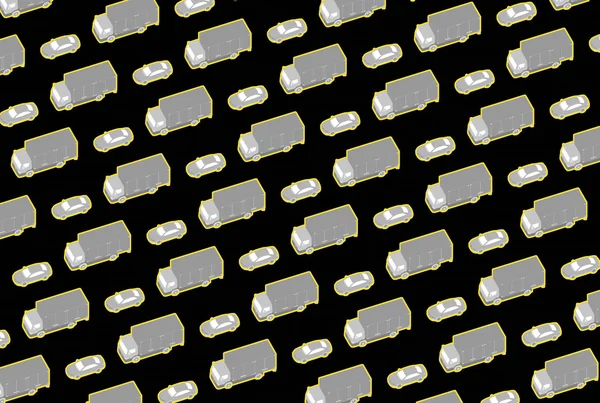 Background-pattern. Colorful small car models staggered on the color, white or black background. 3D modeling