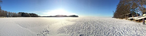 Winter Iced Fresh Frost Lake Landscape Panorama