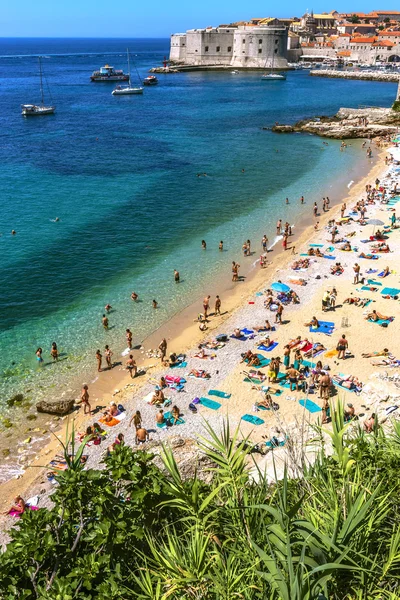 People on the beach in Dubrovnik, Croatia