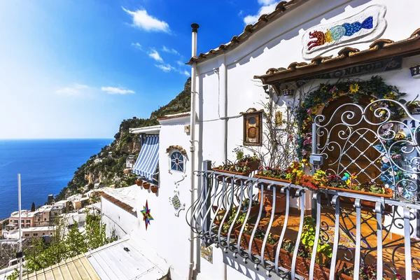 View of Positano with terraced houses