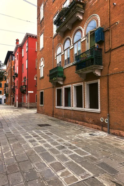 View of a street with beautiful apartments in Venice