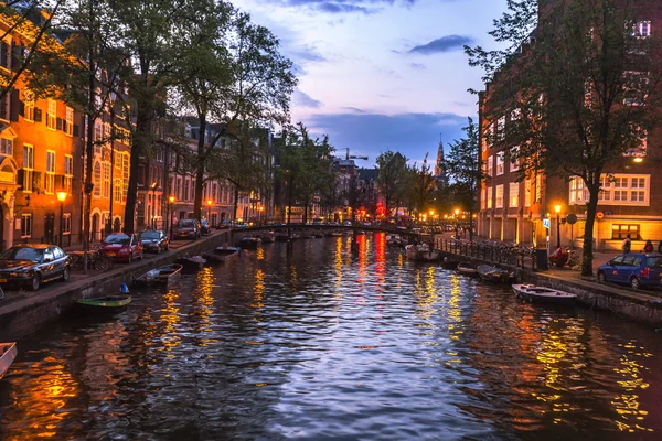 Landscape of Amsterdam at sunset, Netherlands