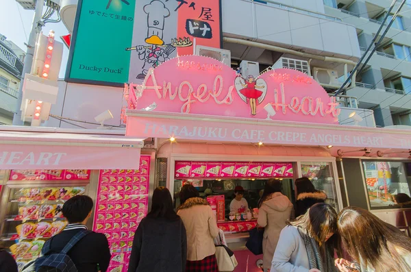 Tokyo, Japan - January 26, 2016: Crape and ice cream vendor at Harajuku\'s Takeshita street