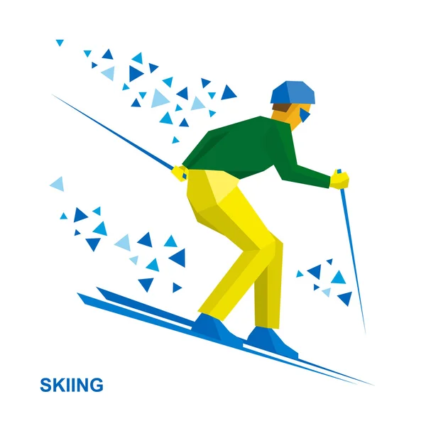 Winter sports - Skiing. Skier running downhill.