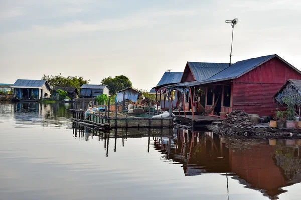 Floating village houses on Tonle Sap Lake, Cambodia