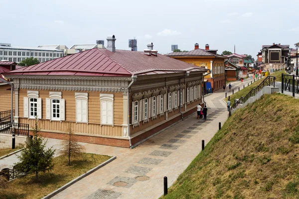 Historic district with wooden houses in Irkutsk, Russia