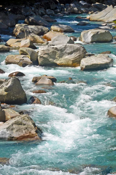 White water rapids flowing over rocks in river