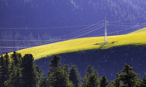 High voltage wire under the mountain.