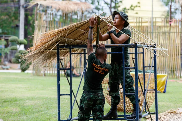 Thai army building hut