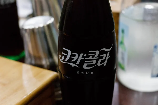 Seoul, Korea, July 8th 2016: coca cola bottle in korean restaurant
