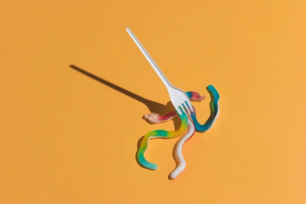 Fork with jelly worms