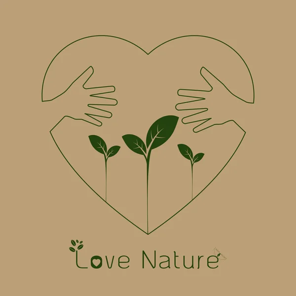Hand hug love natural concept.sign in the line art style.a beaut