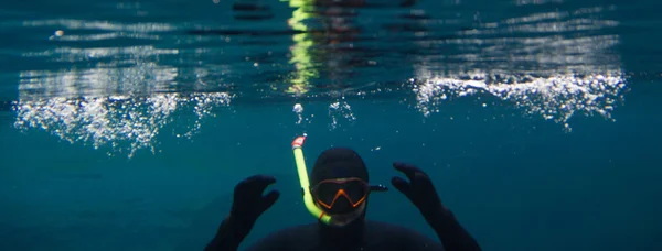 Underwater portrait of a man, freediving