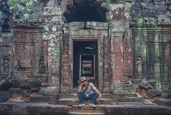Tourist guide at Angkor